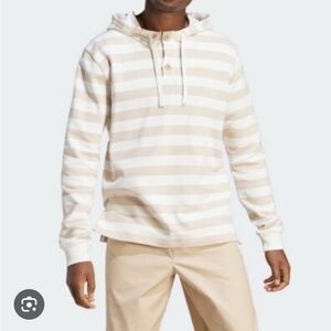 Adidas Nice Knitted Hoodie in Tan Stripe - EUC Size M